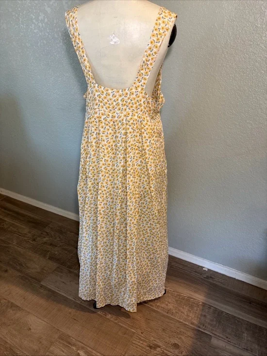 Vintage Compaigne Internationale Express Floral Yellow Maxi Dress Jumper Large - Picture 6 of 12